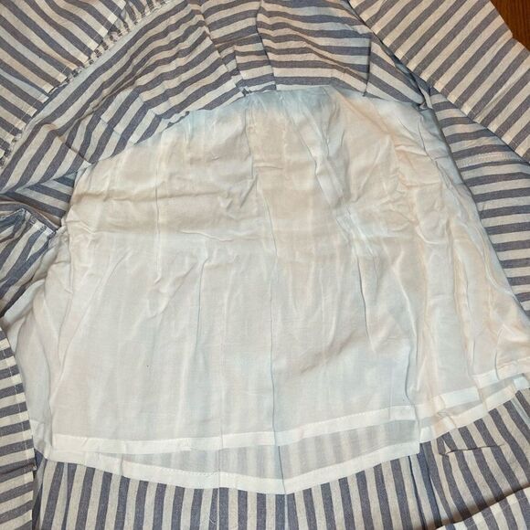 LUMIERE Urban Outfitters Stripe Smocked Blue & White Babydoll Dress Size Large - Picture 13 of 13